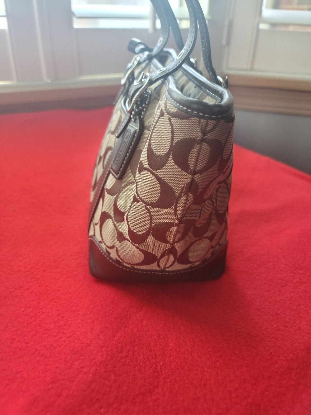 Coach Signature Pattern Brown Mini Tote with Dark Trim. No. H2J-6043 - Picture 3 of 12